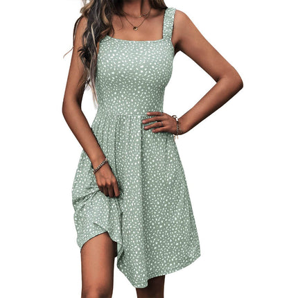 Women's Casual Square Collar Dress With Pockets - MimiStylez