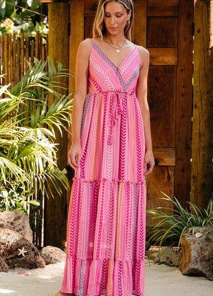 Printed Surplice Maxi Cami Dress - MimiStylez