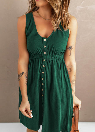 Sleeveless Button Down Mini Magic Dress - MimiStylez