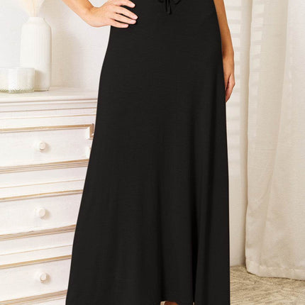 Double Take Full Size Soft Rayon Drawstring Waist Maxi Skirt Rayon - MimiStylez