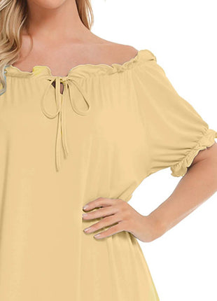 Lace Detail Short Sleeve Lounge Dress - MimiStylez