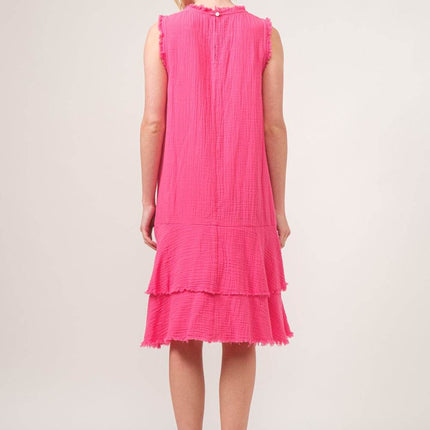 And The Why Washed Fringe Detail Tiered Dress - MimiStylez