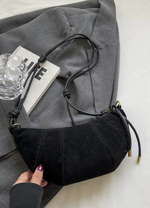 PU Leather Strap Suede Shoulder Bag - MimiStylez