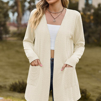 Open Front Long Sleeve Cardigan - MimiStylez
