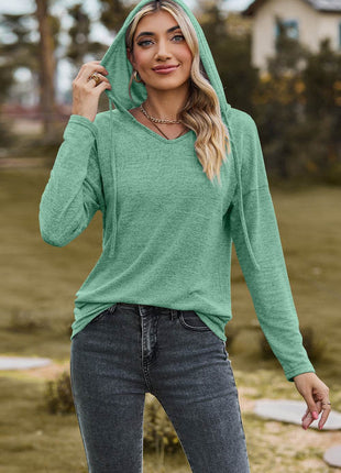 Drawstring Dropped Shoulder Hooded T-Shirt - MimiStylez