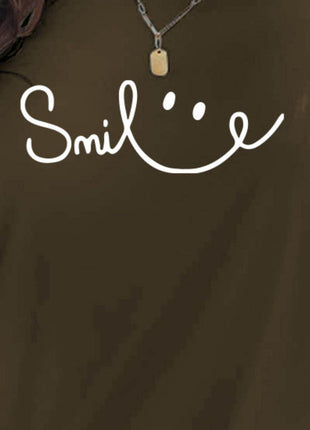 SMILE Round Neck Short Sleeve T-Shirt - MimiStylez