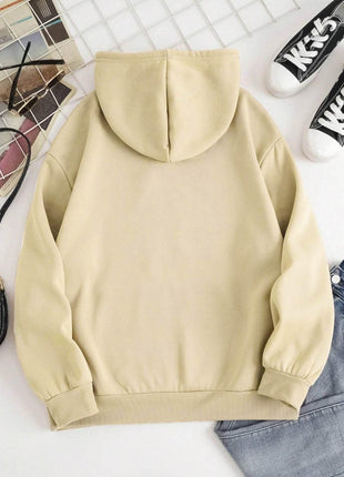 Drawstring Dropped Shoulder Hoodie - MimiStylez