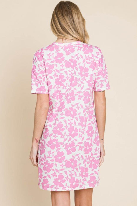 BOMBOM Floral Button Down Mini Dress - MimiStylez