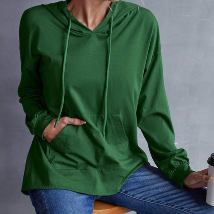 Drawstring Pocketed Dropped Shoulder Hoodie - MimiStylez