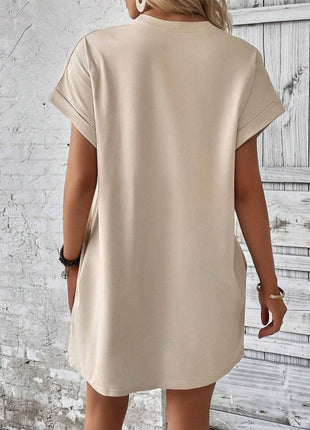 Round Neck Short Sleeve Mini Dress - MimiStylez