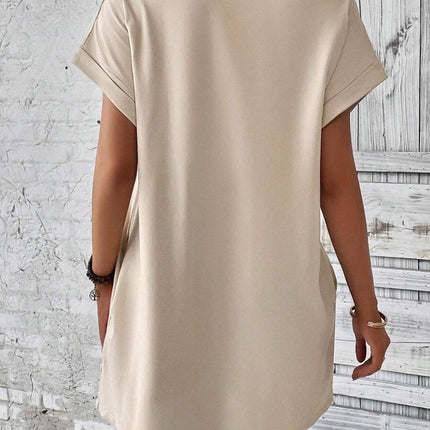 Round Neck Short Sleeve Mini Dress - MimiStylez