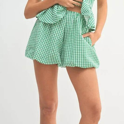 MABLE Gingham Tube Top and Shorts Set - MimiStylez