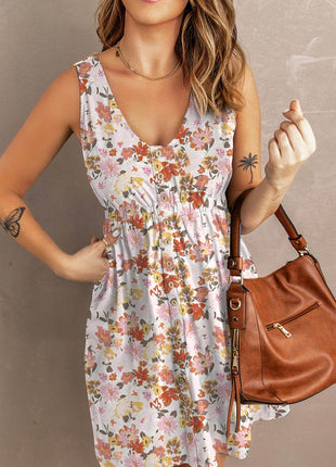 Printed Button Down Sleeveless Magic Dress - MimiStylez