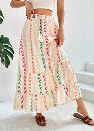 Frill Printed Maxi Skirt - MimiStylez
