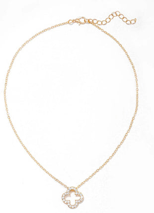 Inlaid Zircon Clover Pendant Necklace - MimiStylez