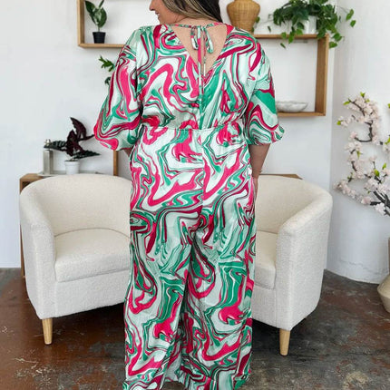 Double Take Full Size Half Sleeve Wide Leg Jumpsuit - MimiStylez