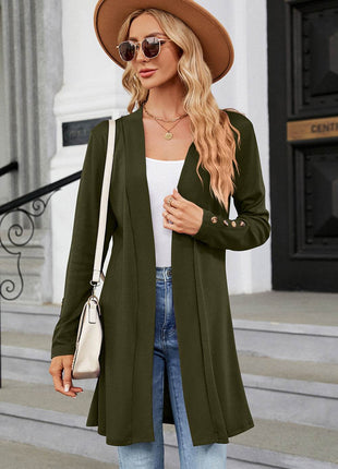 Open Front Long Sleeve Cardigan - MimiStylez