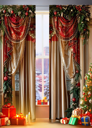 2PCs Christmas Curtain 3D Digital Printing