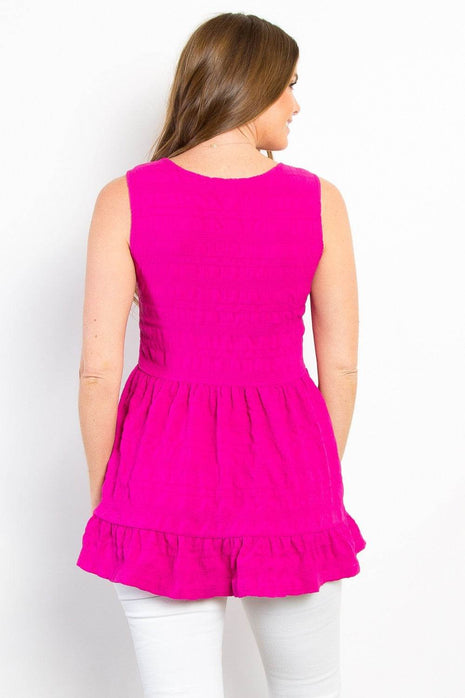 Be Stage Ruffled Sleeveless Babydoll Top - MimiStylez
