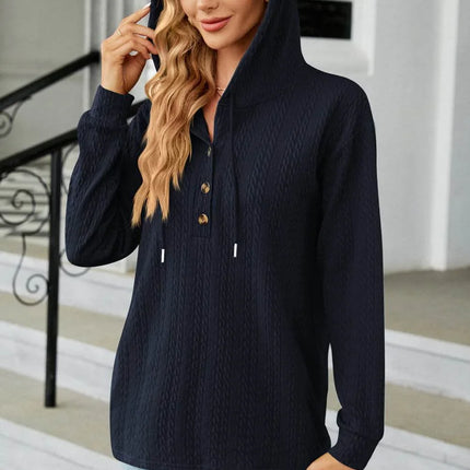 Cable-Knit Long Sleeve Hoodie - MimiStylez