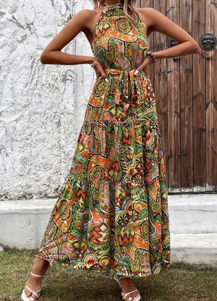 Tied Floral Sleeveless Dress - MimiStylez