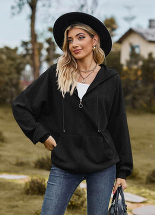 Cable-Knit Long Sleeve Hooded Jacket - MimiStylez