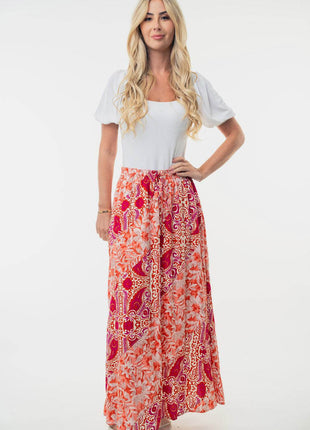 White Birch Full Size High Waisted Floral Woven Skirt - MimiStylez