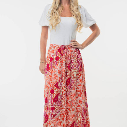 White Birch Full Size High Waisted Floral Woven Skirt - MimiStylez