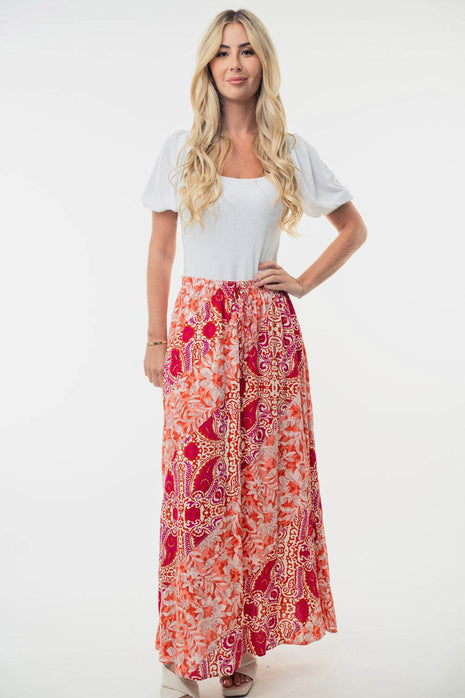 White Birch Full Size High Waisted Floral Woven Skirt - MimiStylez