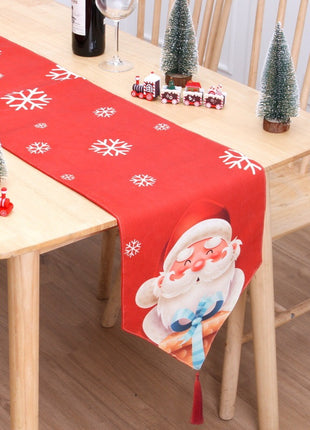 Christmas Table Flag Double Printing Snowman Table Mat