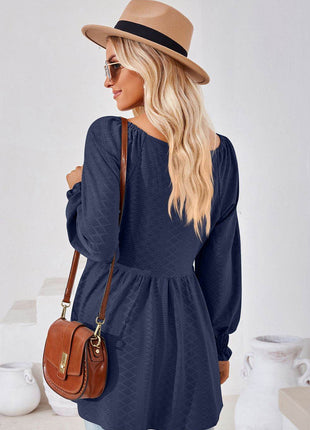 V-Neck Lantern Sleeve Blouse - MimiStylez
