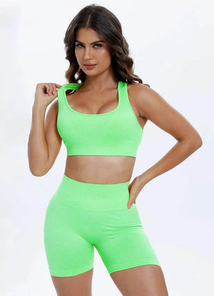 Scoop Neck Wide Strap Top and Shorts Active Set - MimiStylez