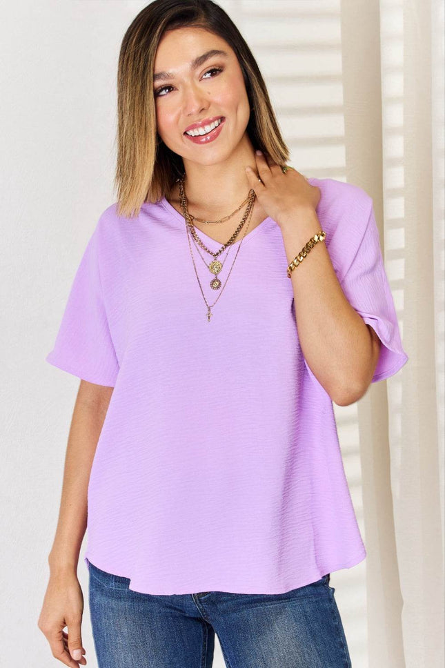 Zenana Texture Short Sleeve T-Shirt - MimiStylez