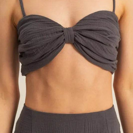 HYFVE Ruched Bra Top and Mini Skirt Set - MimiStylez