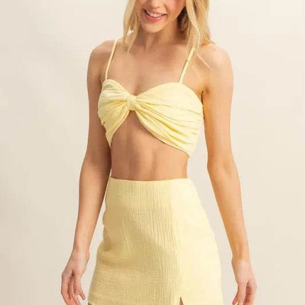 HYFVE Ruched Bra Top and Mini Skirt Set - MimiStylez