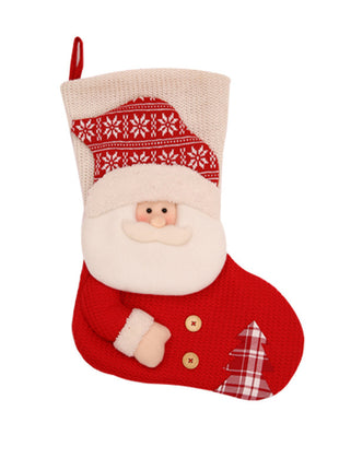 Large Red White Knitted Christmas Stocking