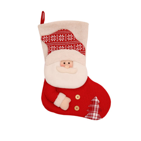 Large Red White Knitted Christmas Stocking