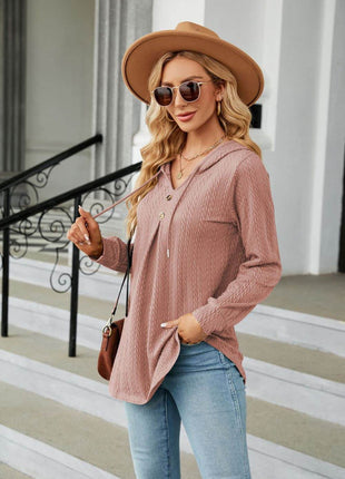 Long Sleeve Hooded Blouse - MimiStylez