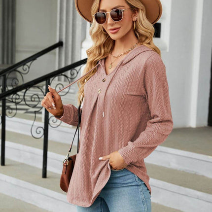Long Sleeve Hooded Blouse - MimiStylez