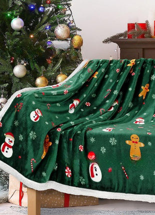 Christmas Printing Double Layer Thickened Fleece Cover Blanket