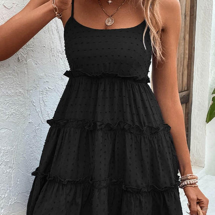 Frill Spaghetti Strap Tiered Dress - MimiStylez