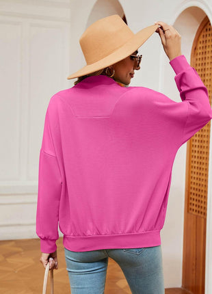 Half-Zip Dropped Shoulder Sweatshirt - MimiStylez