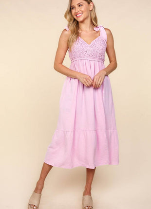 Haptics Crochet Lace Ruffle Hem Cami Midi Dress - MimiStylez