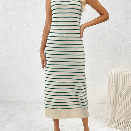 Round Neck Sleeve Midi Knit Dress - MimiStylez