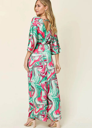Double Take Full Size Half Sleeve Wide Leg Jumpsuit - MimiStylez