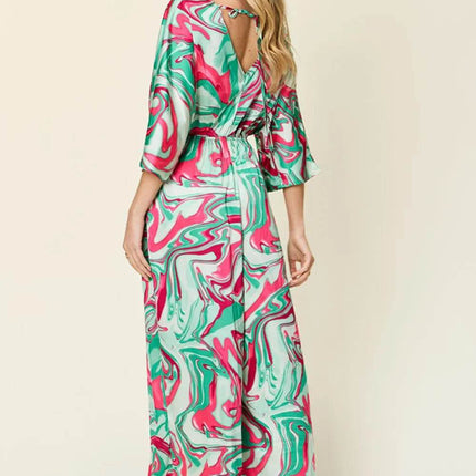 Double Take Full Size Half Sleeve Wide Leg Jumpsuit - MimiStylez