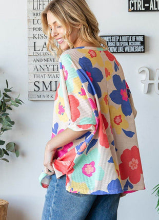 HOPELY Floral Waffle Oversize T-Shirt - MimiStylez