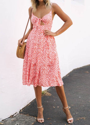 Cutout Smocked Sweetheart Neck Cami Dress - MimiStylez