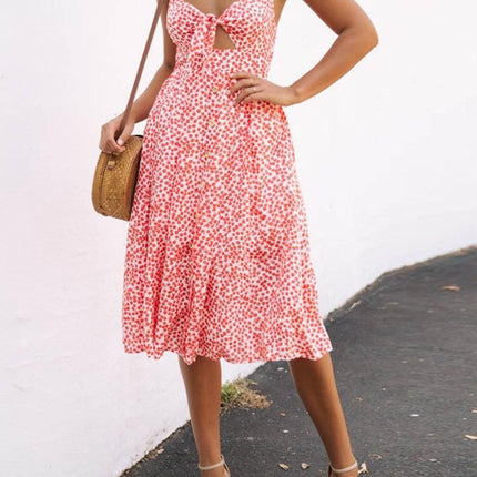 Cutout Smocked Sweetheart Neck Cami Dress - MimiStylez