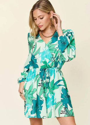 Double Take Full Size Floral Long Sleeve Romper with Pockets - MimiStylez
